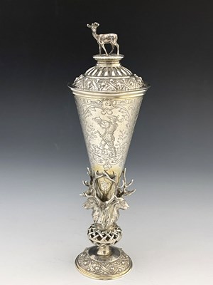 Lot 5 - A Hanau parcel gilt silver hunting chalice and...