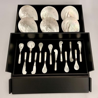 Lot 469 - G. Lorenzi, set of six mother of pearl shell...