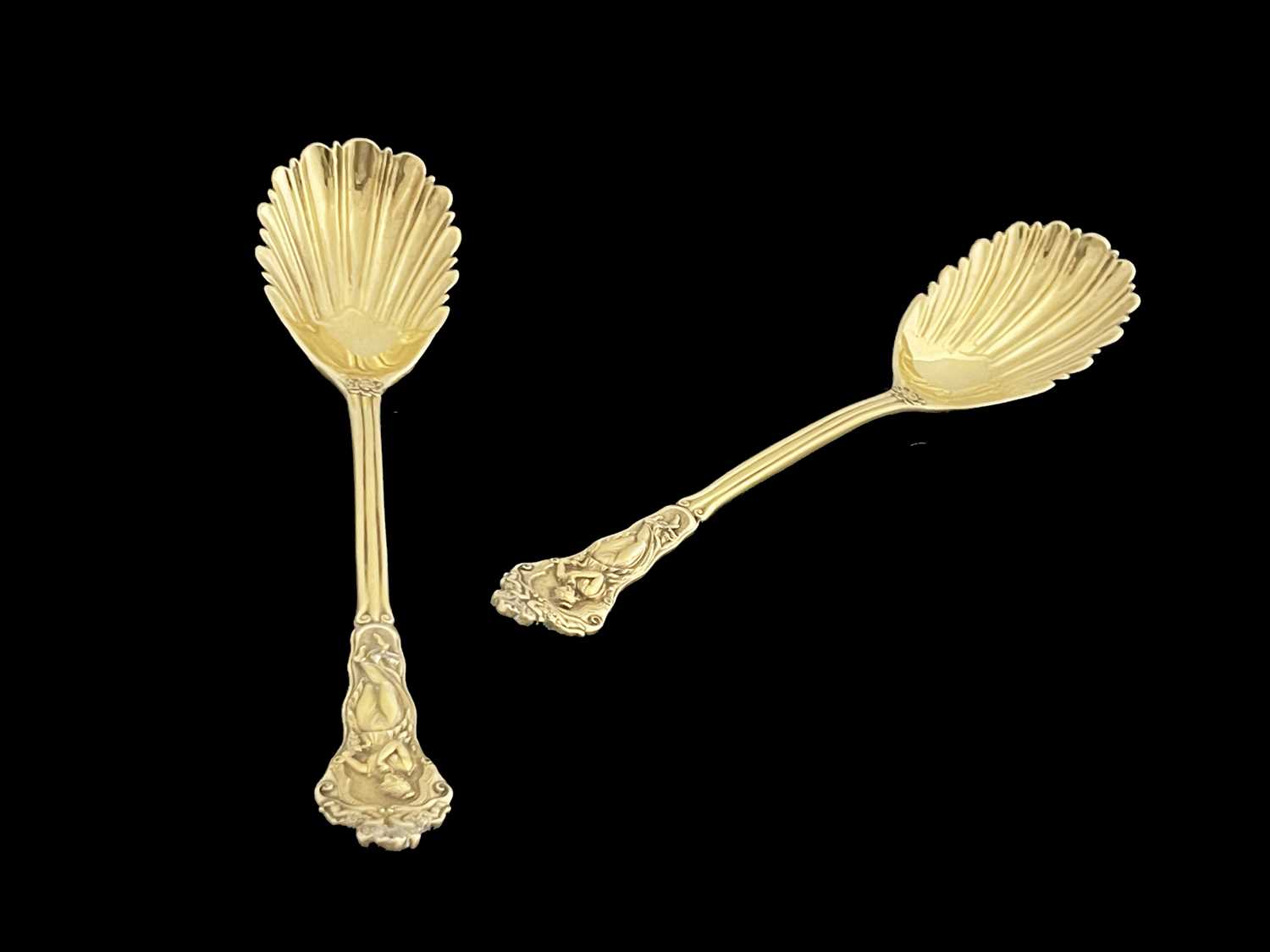 Lot 76 - A pair of Victorian silver gilt fruit serving...