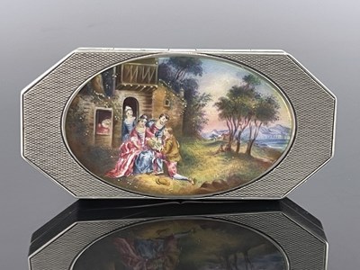 Lot 5 - A Continental silver and enamelled double compact, import marks for Birmingham 1928