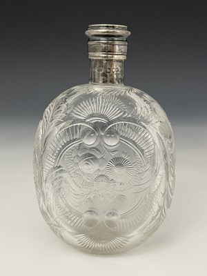 Lot 78 - A Victorian silver mounted cug glask flask, Charles Dumenil, London 1898