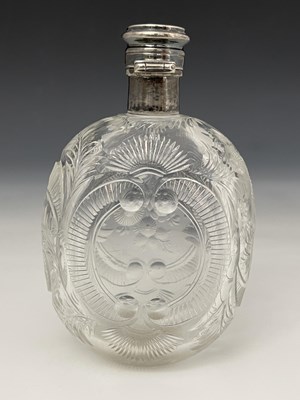 Lot 78 - A Victorian silver mounted cug glask flask, Charles Dumenil, London 1898