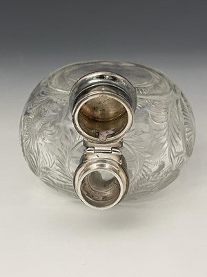 Lot 78 - A Victorian silver mounted cug glask flask, Charles Dumenil, London 1898