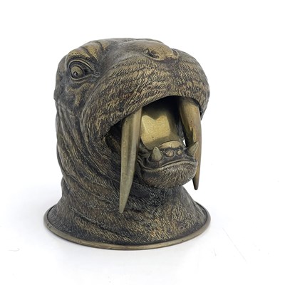 Lot 188 - A novelty brass inkwell, circa 1880,...