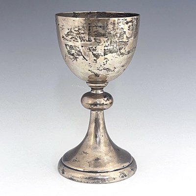 Lot 88 - A E Jones, an Elizabeth II silver chalice,...