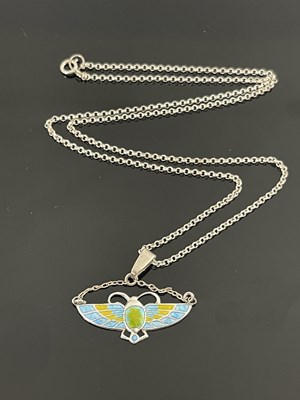 Lot 206 - Charles Horner, an Arts and Crafts silver and enamelled pendant, Chester 1909
