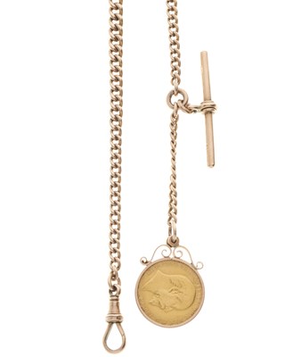 Lot 410 - An Edward VII gold full sovereign coin pendant,...