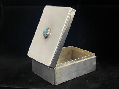 Lot 76 - Liberty and Co., an Arts and Crafts silver and turquoise set box, Birmingham 1910