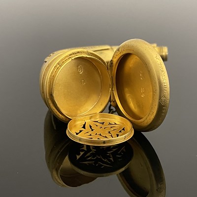 Lot 92 - A Victorian silver gilt novelty combination...