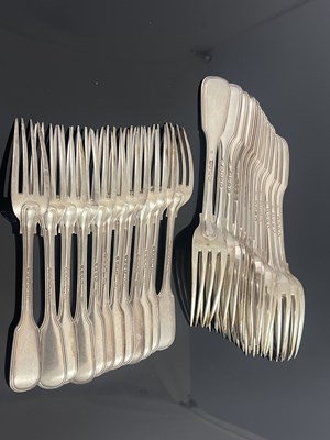 Lot 40 - A part canteen of Victorian silver flatware,...