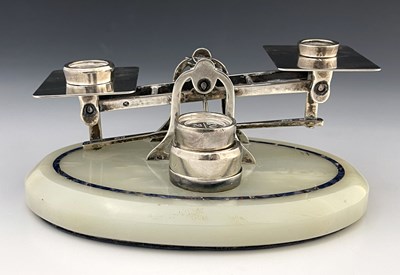 Lot 42 - A set of George V silver, onyx and lapis...