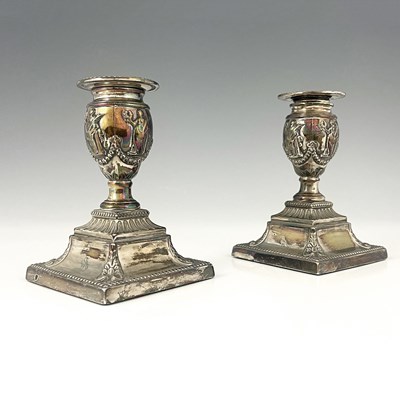 Lot 17 - A pair of Victorian silver square-base dwarf...