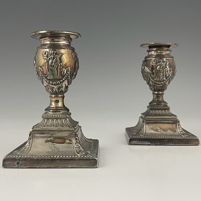 Lot 17 - A pair of Victorian silver square-base dwarf...
