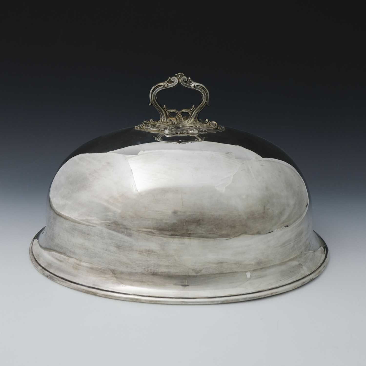 Lot 50 - A large Edwardian oval plated domed dish cover,...