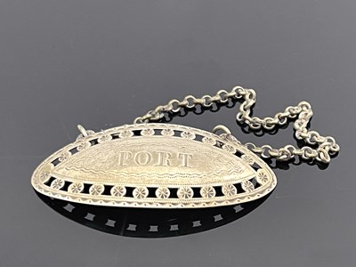 Lot 51 - A George III Irish silver wine label for Port,...