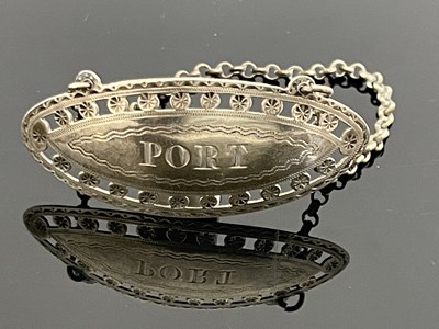 Lot 51 - A George III Irish silver wine label for Port,...