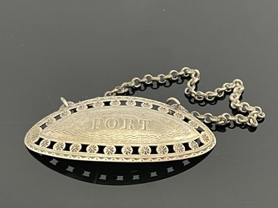 Lot 51 - A George III Irish silver wine label for Port,...