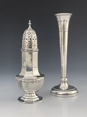 Lot 53 - A George V silver sugar caster, Martin, Hall...