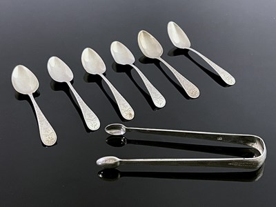 Lot 22 - A set of six George III silver teaspoons and...