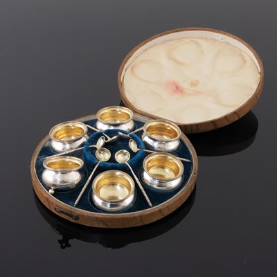 Lot 9 - A set of six Russian silver salts, late 19th...