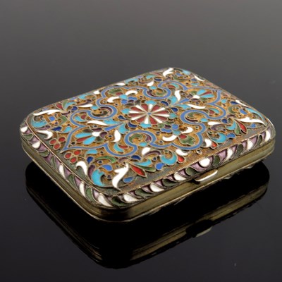 Lot 12 - A Russian silver cloisonne enamel purse,...