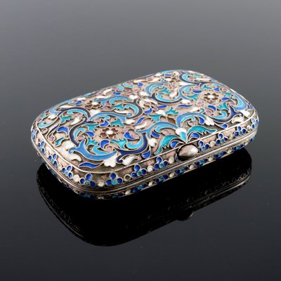 Lot 20 - A Russian silver cloisonne enamel cigarette...
