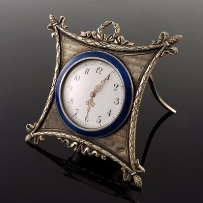 Lot 26 - A Russian silver engine turned easel travel...