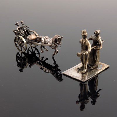 Lot 37 - A Continental white metal miniature of a...