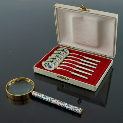 Lot 41 - A cased set of six Norwegian silver gilt and...