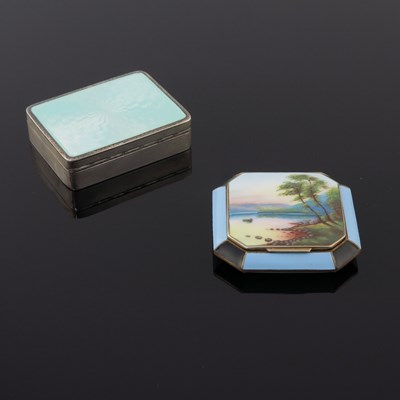 Lot 73 - A gilt metal octagonal enamel powder compact...