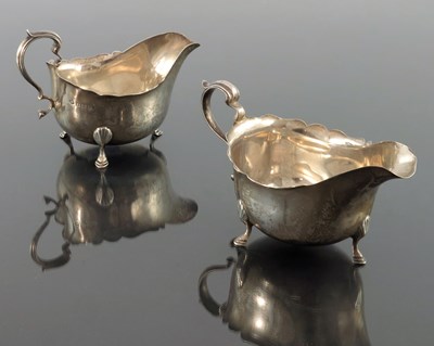 Lot 81 - A pair of George V silver sauce boats, Adie...