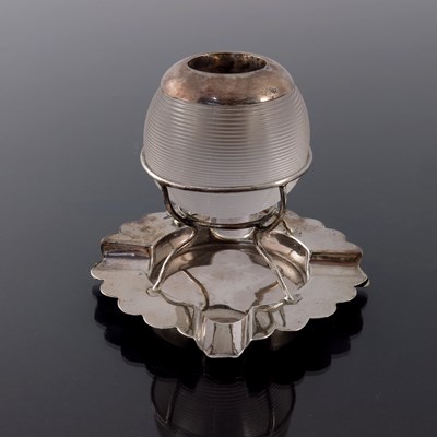 Lot 83 - An Edwardian silver and glass match striker...