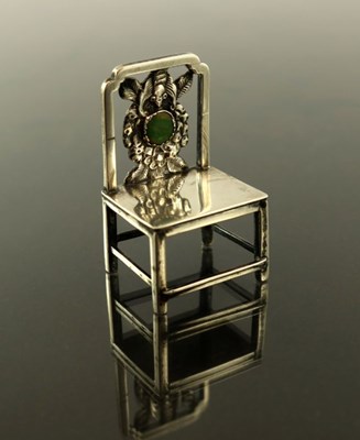Lot 84 - A Chinese silver miniature chair, Hung Cheong...