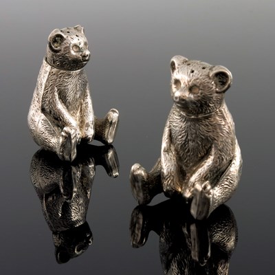 Lot 86 - A pair of Edwardian novelty silver salt and...