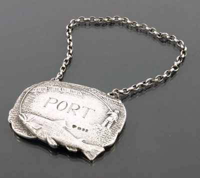 Lot 154 - An Elizabeth II silver wine label for Port, C...