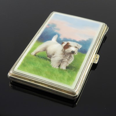 Lot 201 - A George V silver enamel cigarette case, the...