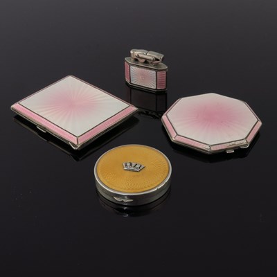 Lot 202 - An Edward VII set of three enamel items in...