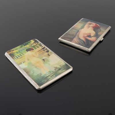 Lot 223 - Two silver cigarette cases, the covers with...
