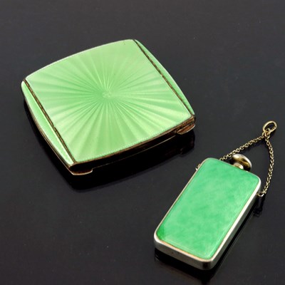 Lot 224 - A George VI silver gilt and enamelled powder...