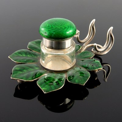 Lot 230 - A late Victorian silver and green enamelled...