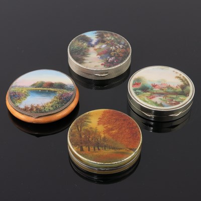Lot 236 - A silver orange guilloche enamel powder...