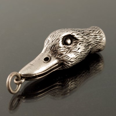 Lot 240 - A Victorian novelty silver whistle fob,...
