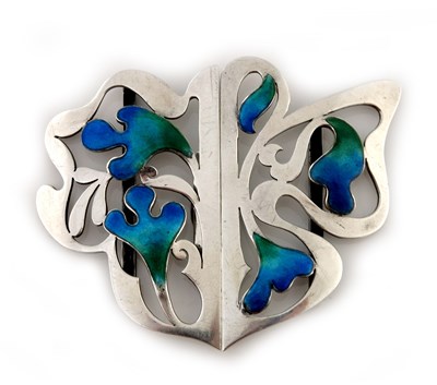Lot 267 - An Arts and Crafts silver and enamelled buckle,...