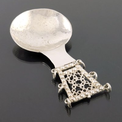 Lot 270 - A large Arts and Crafts silver caddy spoon,...