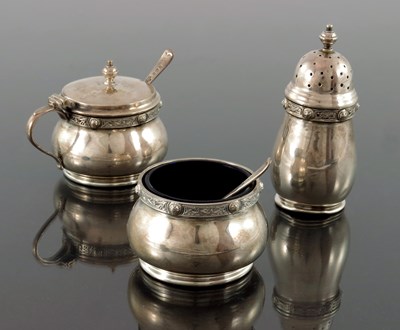 Lot 281 - A George VI Iona style three piece silver...