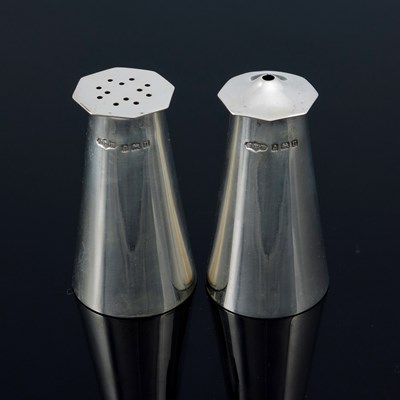 Lot 295 - A pair of Modernist silver salt and pepper...