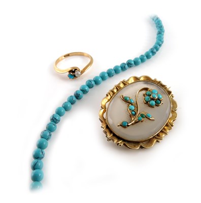 Lot 321 - A set of blue gem and turquoise jewels, to...