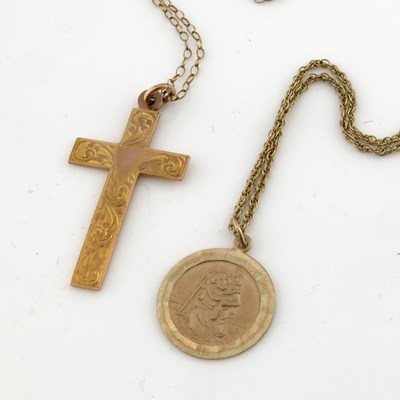 Lot 322 - Two 9ct gold religious pendants, each...