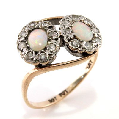 Lot 324 - A mid 20th century 9ct gold and platinum, opal...