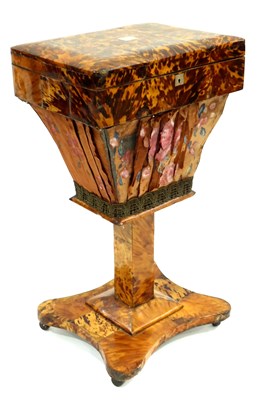 Lot 353 - A Regency blonde tortoiseshell pedestal work...